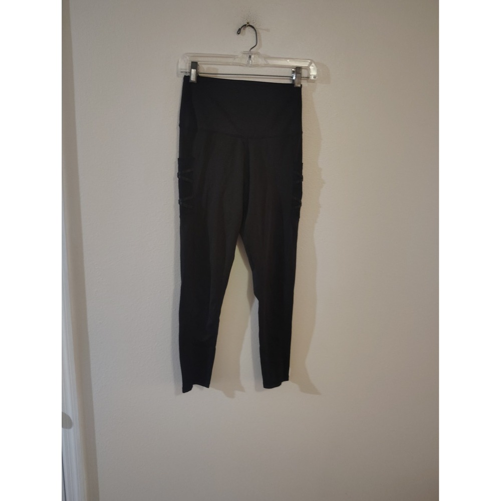 LegEnd Active Black High Waisted Leggings with Strappy Side Pockets Womens Small